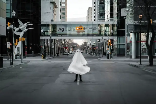 A "ghost" on the empty streets in Canada during lockdown