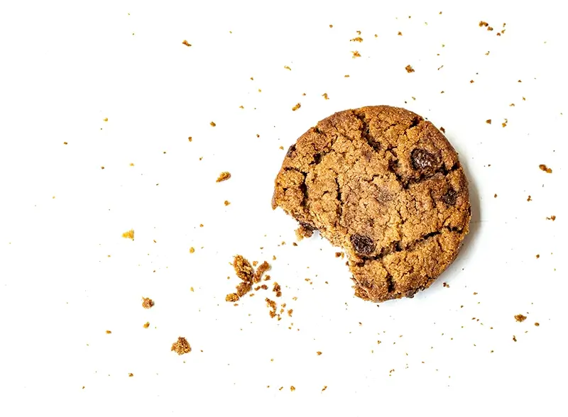 Yummy-looking cookie and crumbs
